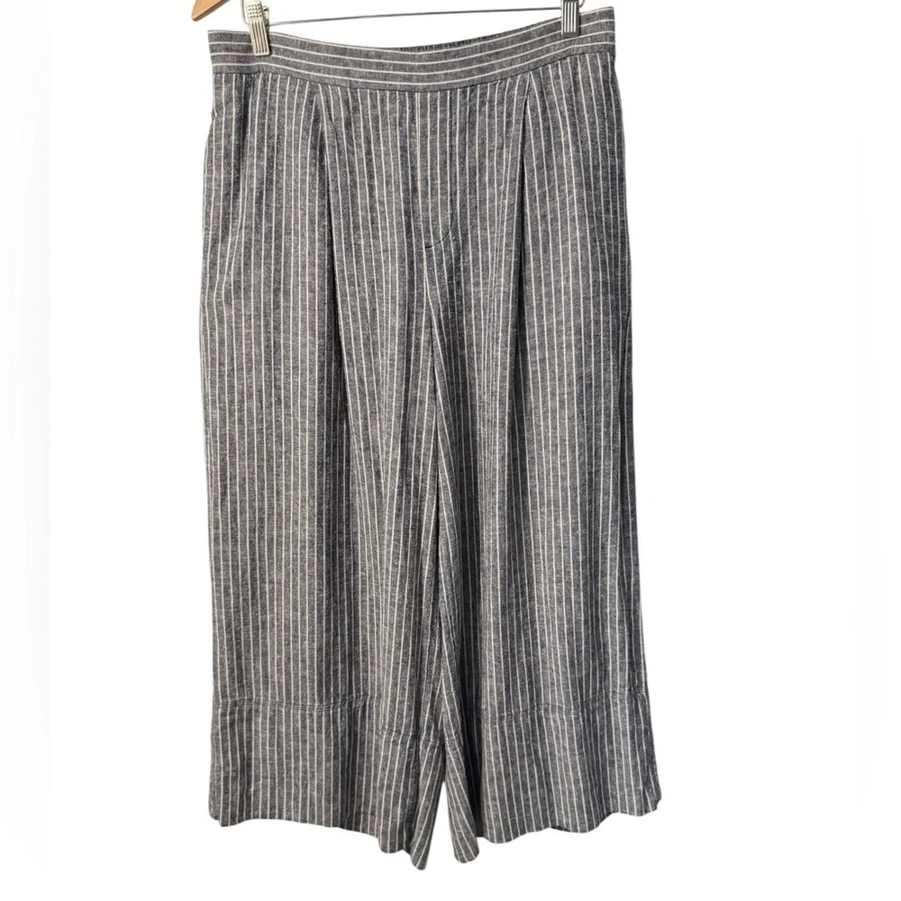 Banana Republic Linen Blend High Rise Striped Wide Leg Cropped Pants